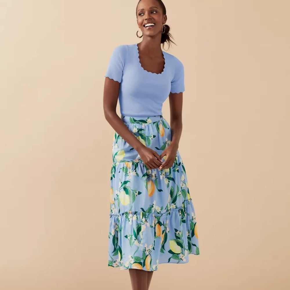 NWT Scalloped Blue Sweater Top